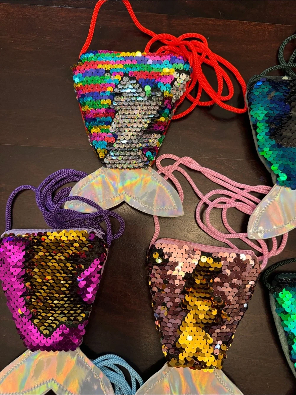 Sequin Mermaid Tail Crossbody Bag Party Favors for Kids - 11 Assorted Colors